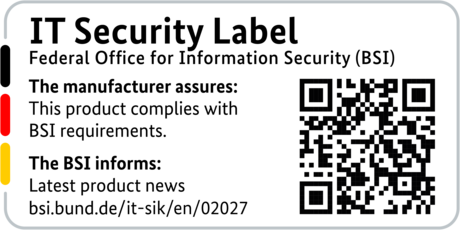 IT Security Label of the BSI with QR code for the LANCOM 1803VAW