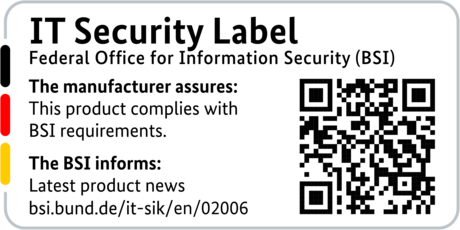 IT Security Label of the BSI with QR code for the LANCOM 1640E