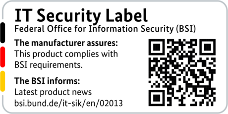 IT Security Label of the BSI with QR code for the LANCOM 1790VA-4G+