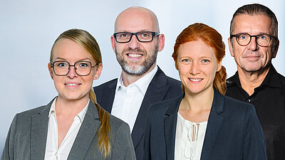 The LANCOM International Team: Alexandra Acova (from left), Nick Pelckmans, Jessica Strobl & Lutz Linzenmeier. 