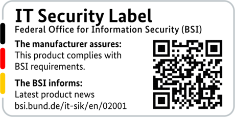 IT Security Label of the BSI with QR code for the LANCOM 1793VA-4G+
