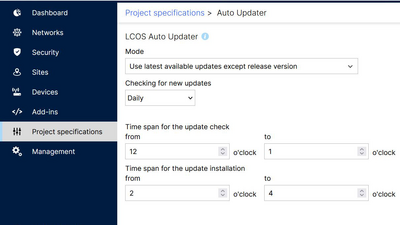 Screenshot: Auto update functions in the LMC