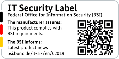 IT Security Label of the BSI with QR code for the LANCOM 1800EF-5G