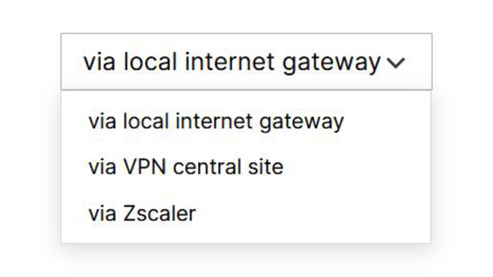Screenshot: Choose path to the Internet