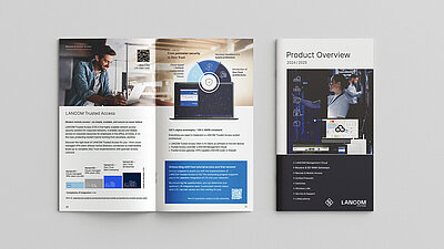 LANCOM product overview brochure once open and once with cover page