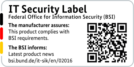 IT Security Label of the BSI with QR code for the LANCOM 730-4G+