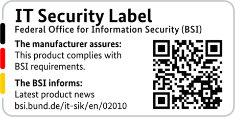 IT Security Label of the BSI with QR code for the LANCOM 1790-4G+