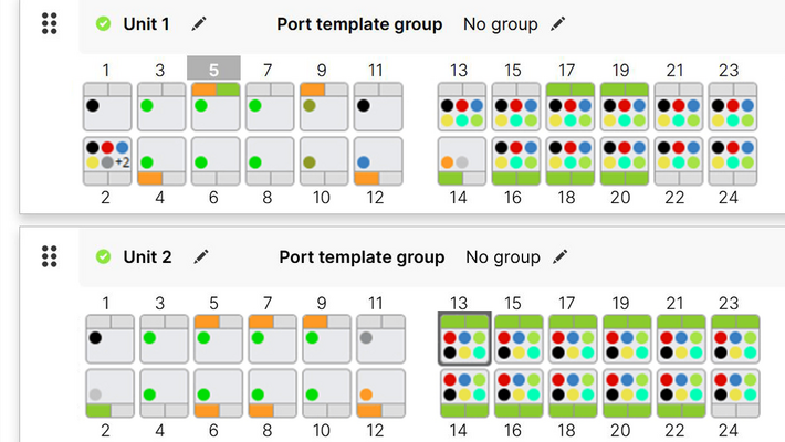 Screenshot: Port assignment for stackable switches in the LMC