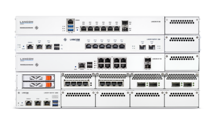 Rack models of the LANCOM R&S®Unified Firewalls Product collage of the LANCOM R&S®Unified Firewalls rack models