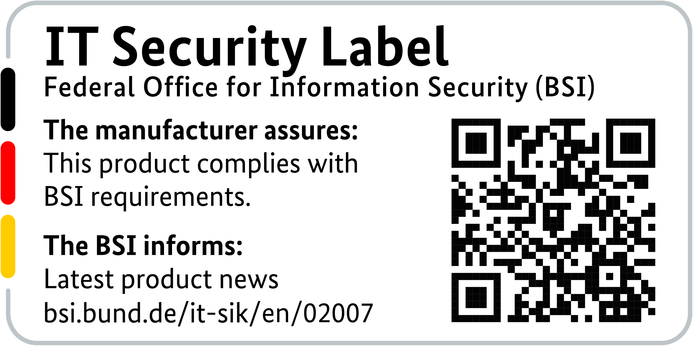 IT Security Label of the BSI with QR code for the LANCOM 1780EW-4G+