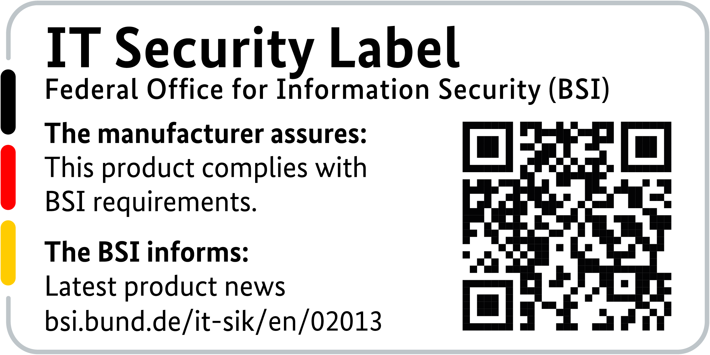 IT Security Label of the BSI with QR code for the LANCOM 1790VA-4G+