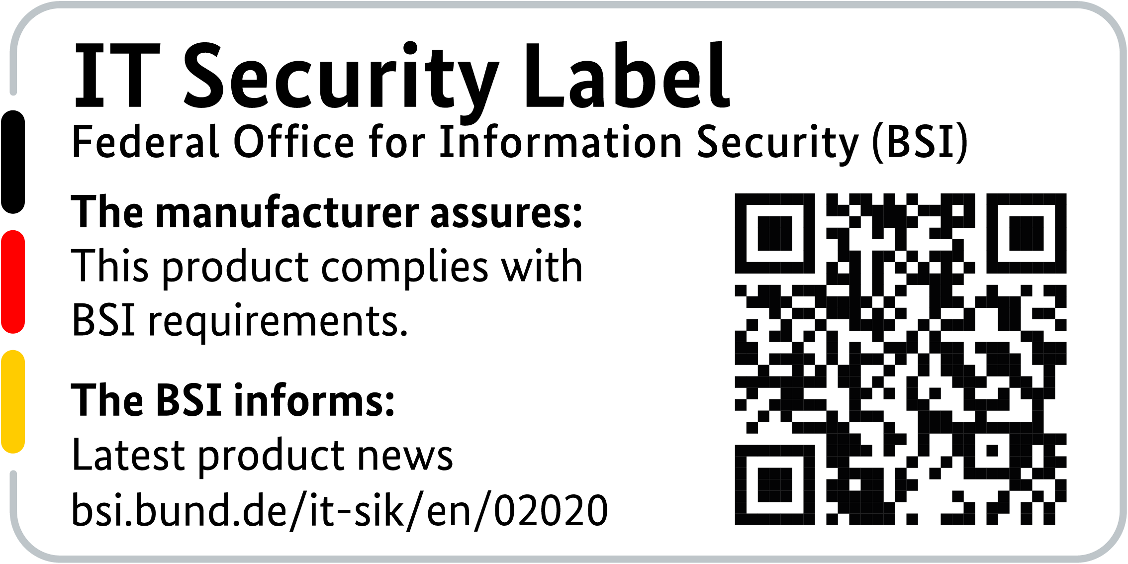 IT Security Label of the BSI with QR code for the LANCOM 1800EFW
