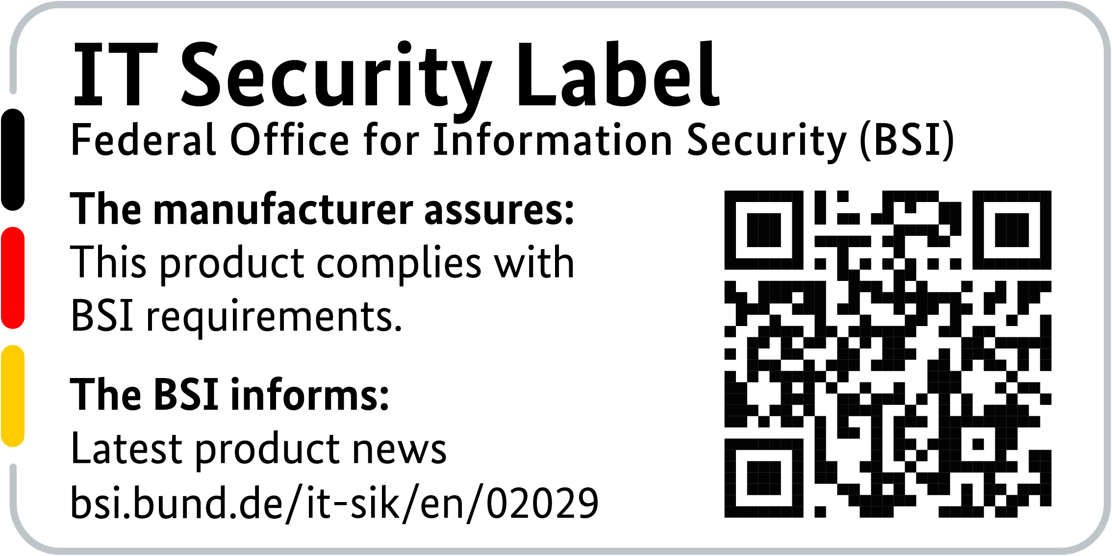 IT Security Label of the BSI with QR code for the LANCOM 1800VAW