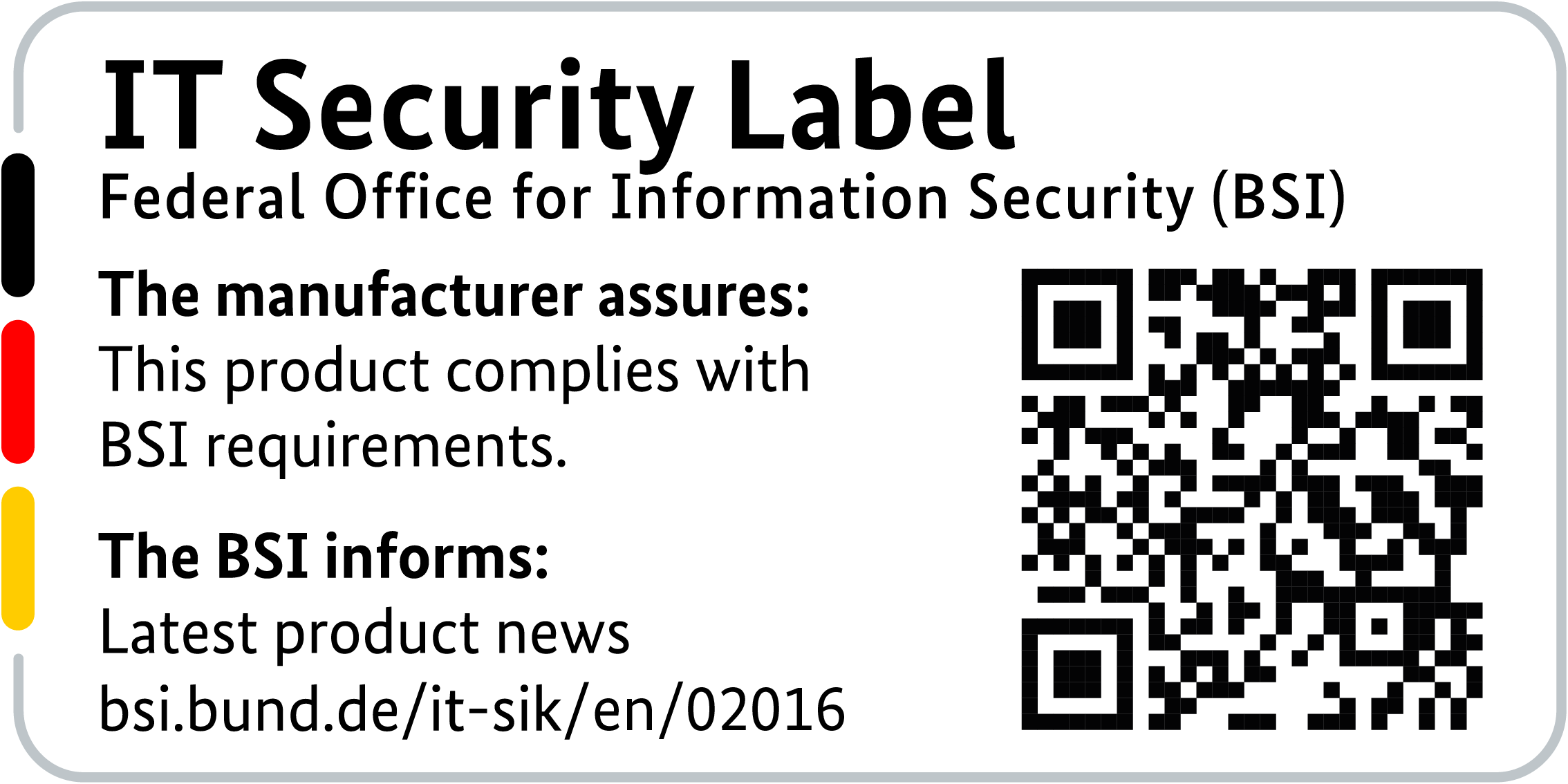 IT Security Label of the BSI with QR code for the LANCOM 730-4G+